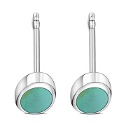  Turquoise Oval Silver Stud Earrings, e345